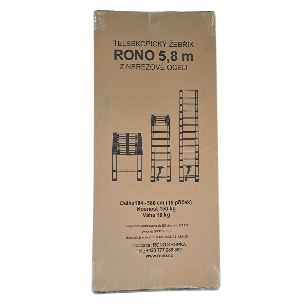 Teleskopický nerezový žebřík RONO STANDARD 5,8 m