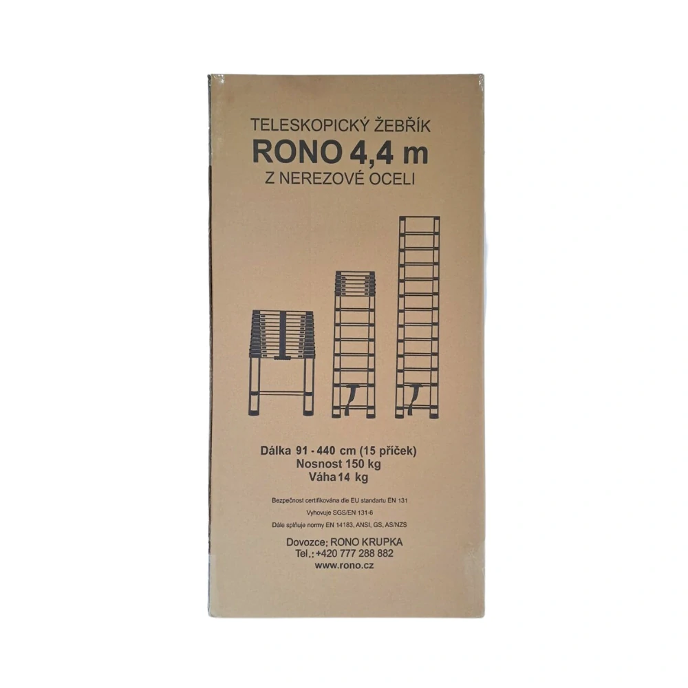 Teleskopický nerezový žebřík RONO 4,4 m