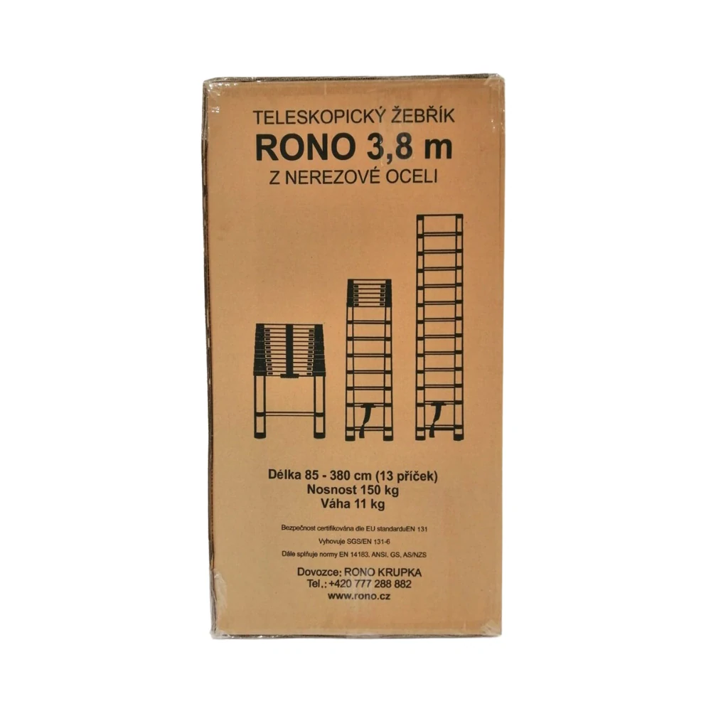 Teleskopický nerezový žebřík RONO STANDARD 3,8 m